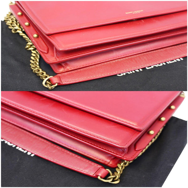 YVES SAINT LAURENT Zoe Lambskin Leather Shoulder Bag Red