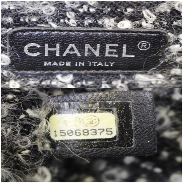 CHANEL Tweed Lambskin Leather Flap Bag Black