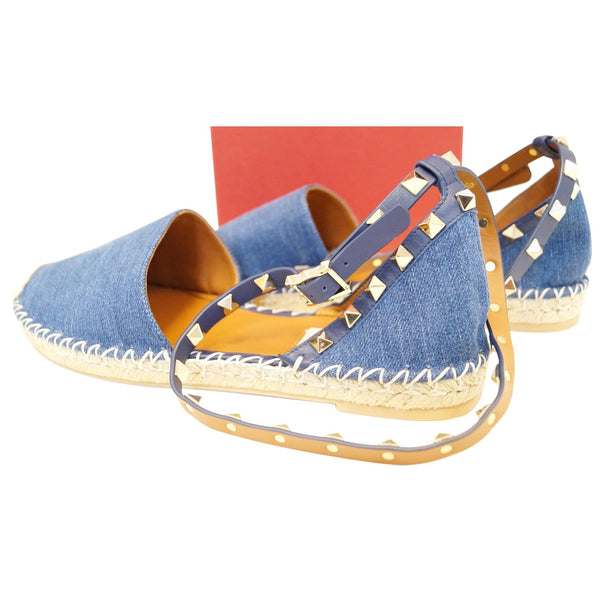 Valentino Flat Garavani Rockstud Denim Espadrilles - side view