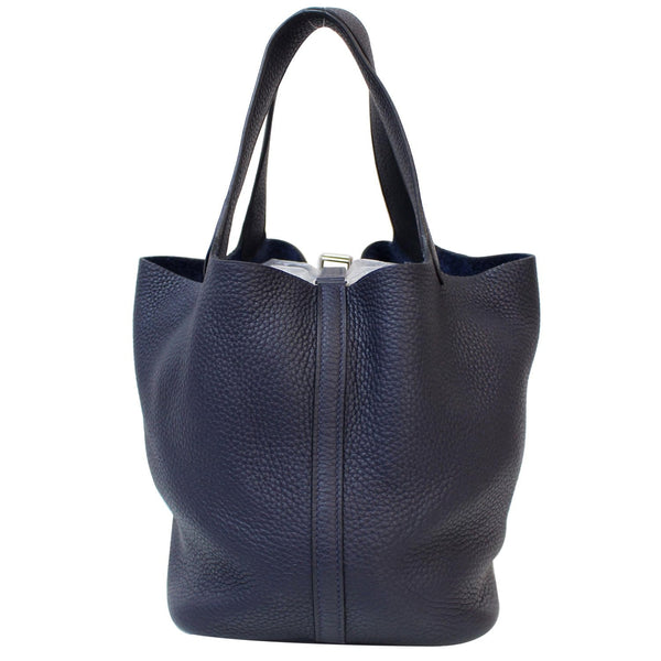 HERMES Picotin Lock 22 MM Taurillon Clemence Leather Tote Bag Blue