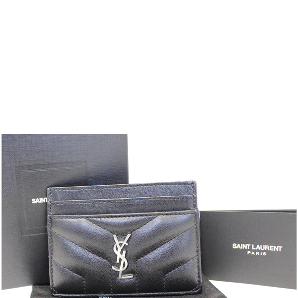YVES SAINT LAURENT Loulou Matelasse Card Case Holder Black