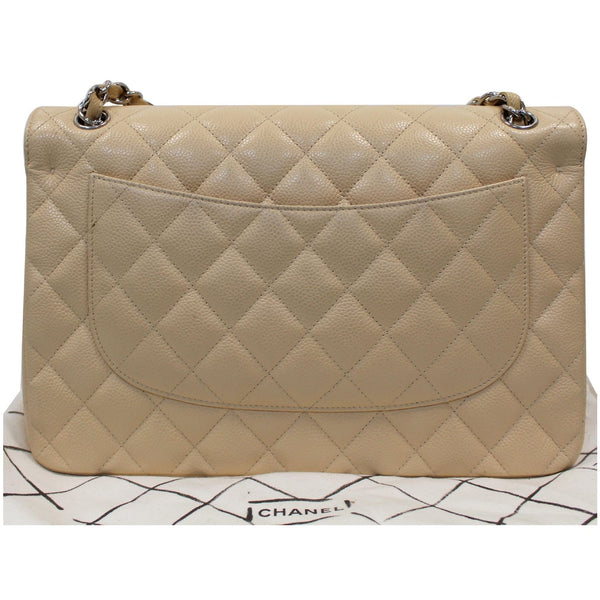 Chanel Jumbo Double Flap Caviar Leather Shoulder Bag Beige back view