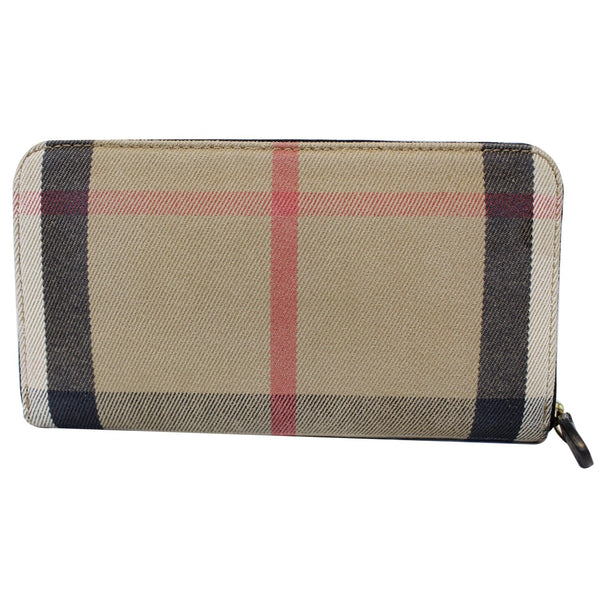 BURBERRY Elmore House Check Calfskin Zip Around Wallet Black-US