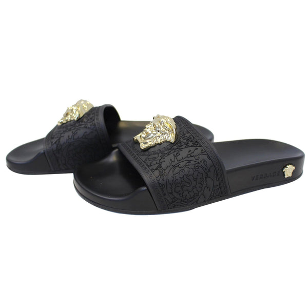 VERSACE Baroque Medusa Slides Sandals - Full View