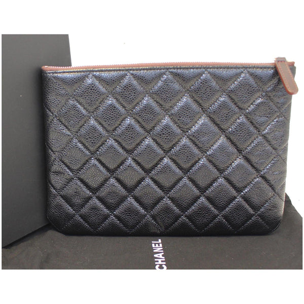 CHANEL Caviar Leather Large O-Case Zip Pouch Black