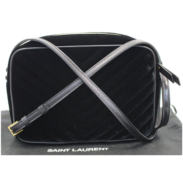YVES SAINT LAURENT Camera Velvet Crossbody Bag Black