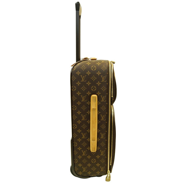 Lv Pegase 55 Monogram Canvas suitcase leather handle