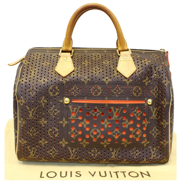 LV Speedy 30 Monogram Perforated Satchel Orange Bag