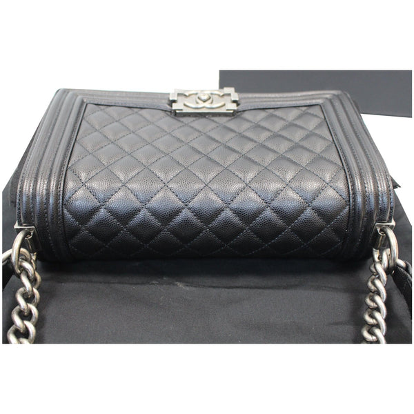 CHANEL Medium Boy Quilted Caviar Leather Shoulder Bag Black