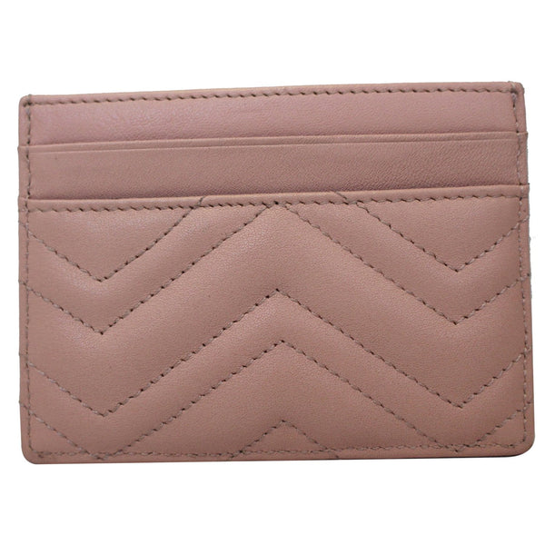 GUCCI GG Marmont Leather Card Case Taupe Pink 443127