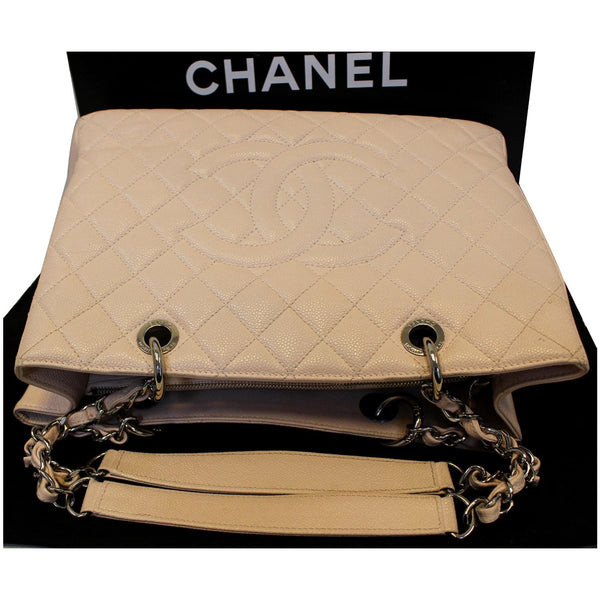 CHANEL Grand Shopping Caviar Leather Tote Shoulder Bag Blush Pink