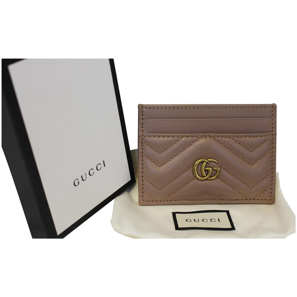 GUCCI GG Marmont Leather Card Case Taupe 443127-US