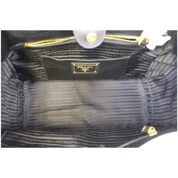 PRADA Vitello Daino Leather Shopping Tote Bag Black