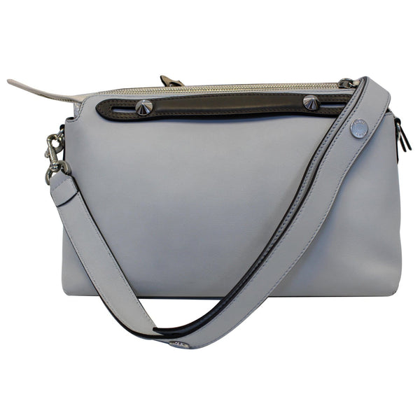 FENDI Small By The Way Leather Shoulder Bag Gray/Light Blue-US