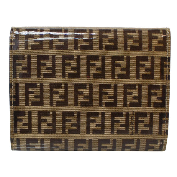 FENDI Trifold Zucca Vinyl Coated Wallet Brown