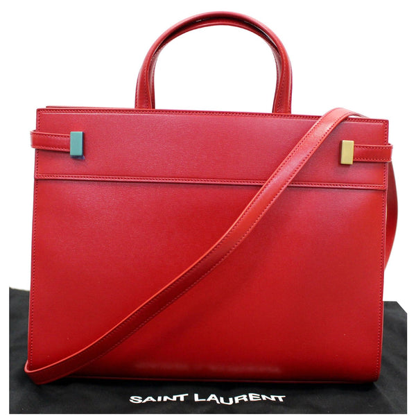 YVES SAINT LAURENT Small Manhattan Calfskin Leather Shopper Tote Bag Red - Last Call