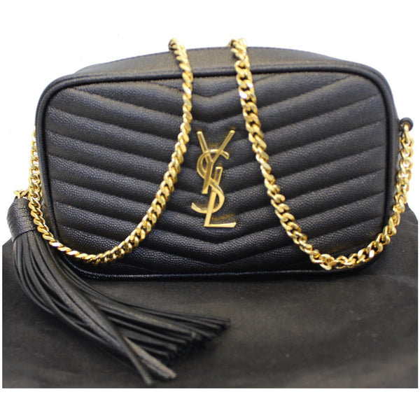 YVES SAINT LAURENT Mini Lou Grain De Poudre Camera Bag Black-US