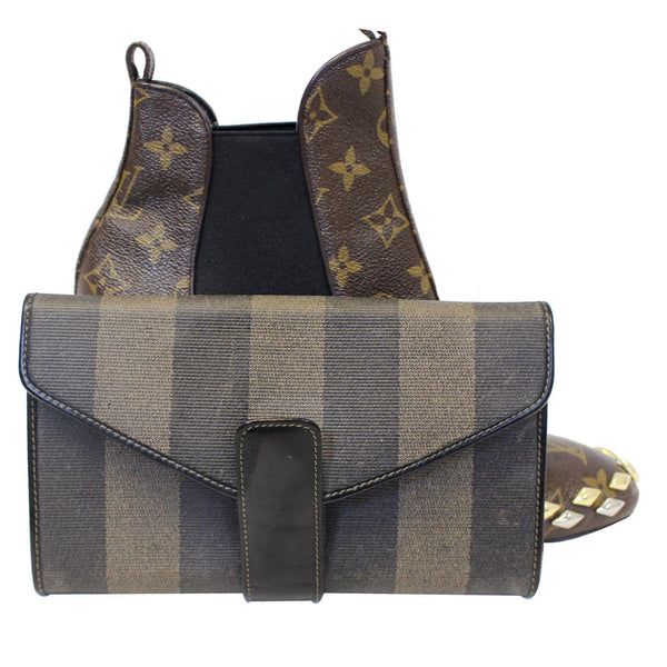 Fendi Wallet - Fendi Vintage Pequin Stripe Wallet Brown