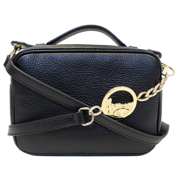 VERSACE Collection Pebbled Leather Camera Crossbody Bag Black-US