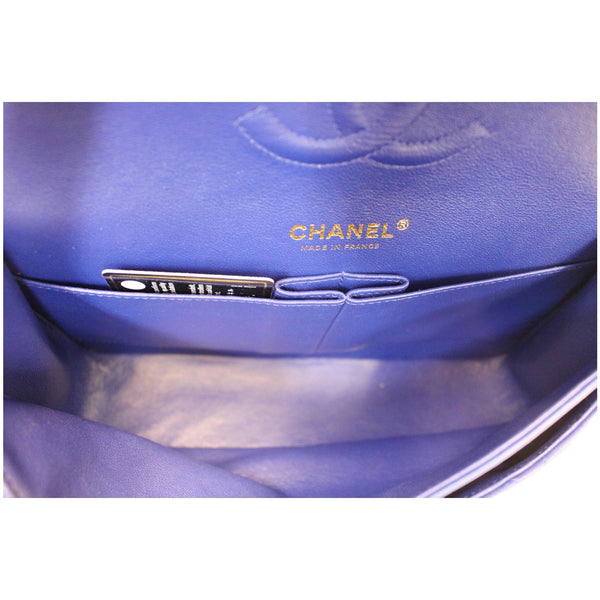 CHANEL Medium Double Flap Calfskin Quilted Shoulder bag Blue