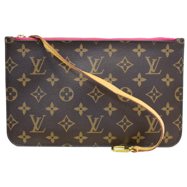 LOUIS VUITTON Pochette Wristlet Pouch Monogram Canvas Neverfull MM Brown
