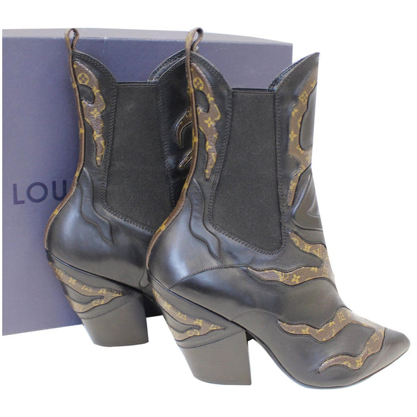 side view lv Fireball Leather Monogram Ankle Boots