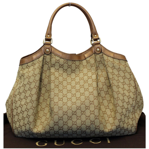 GUCCI Sukey Large GG Canvas Tote Bag Beige 211943