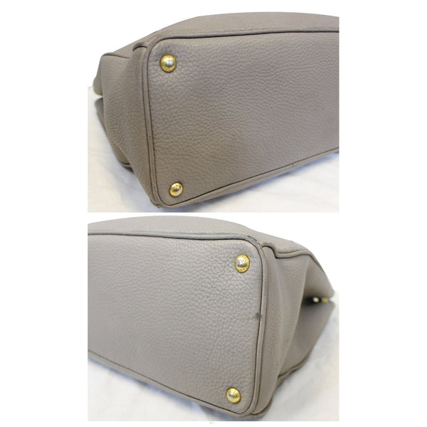 PRADA Pebbled Leather Large Tote Bag Grey-US