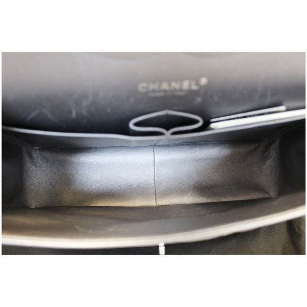 CHANEL Maxi Quilted Leather Double Flap Silver Shoulder Bag-US