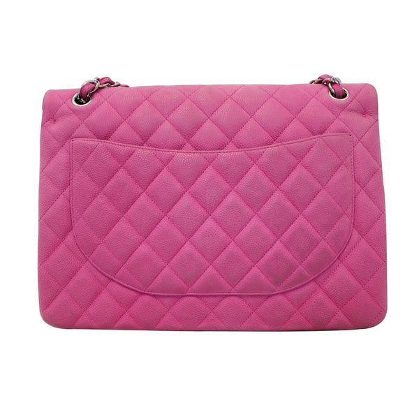 CHANEL Maxi Double Flap Caviar Leather Shoulder Bag Pink-US