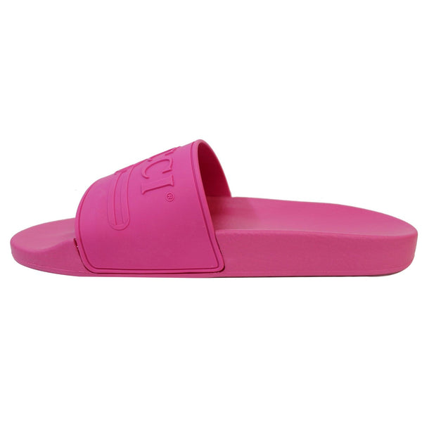 GUCCI Logo Rubber Slide Sandal Pink Size 11 522887