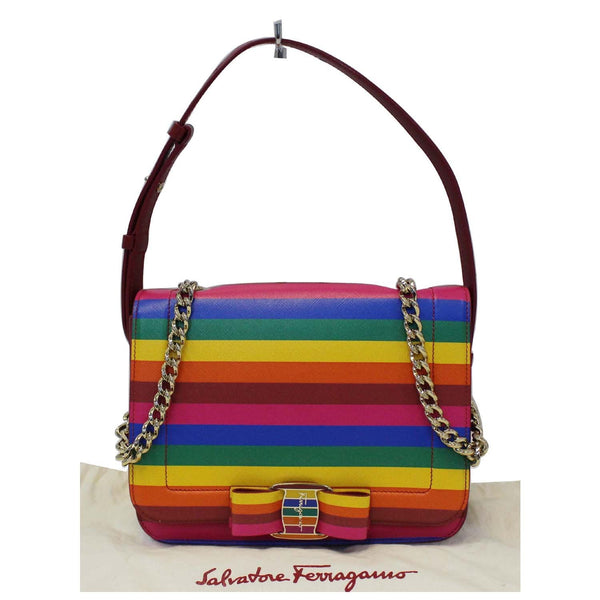 SALVATORE FERRAGAMO Vara Rainbow Leather Crossbody Bag-US
