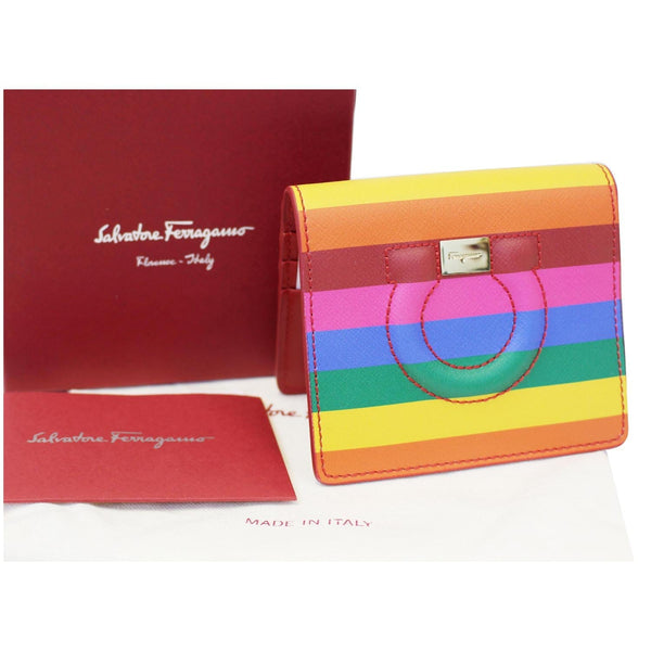 SALVATORE FERRAGAMO Gancini Rainbow Leather Card Case-US