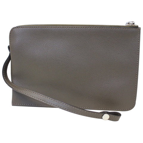 Fendi Pouch Wristlet Leather Charcoal For Women - online