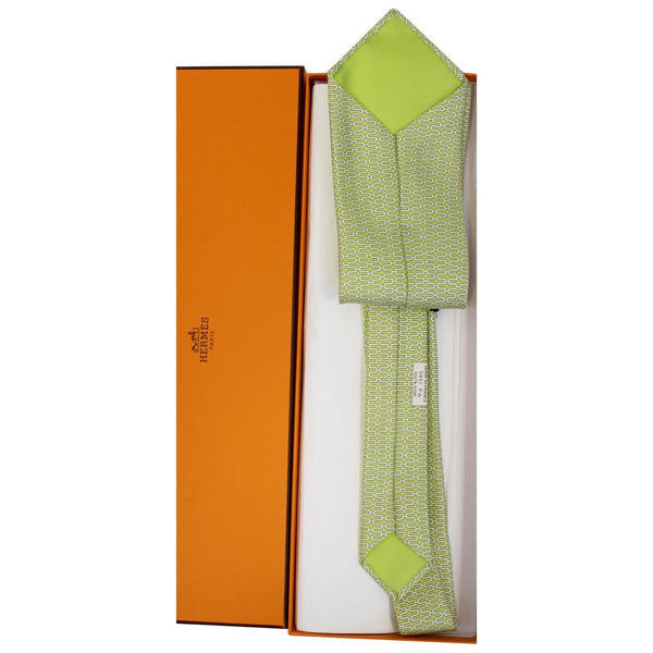 HERMES Men's Silk Neck Tie Lime