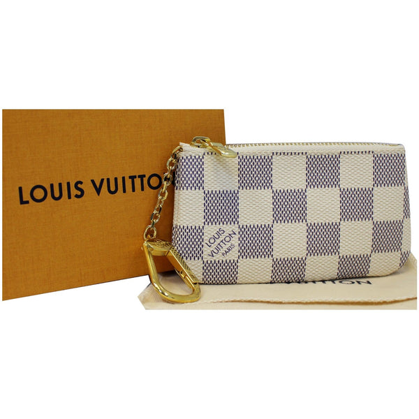 LOUIS VUITTON Key Coin Pouch Damier Azur White