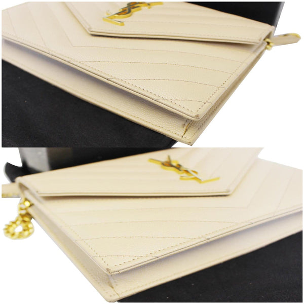 SAINT LAURENT Grain De Poudre Monogram Chain Wallet Powder-US