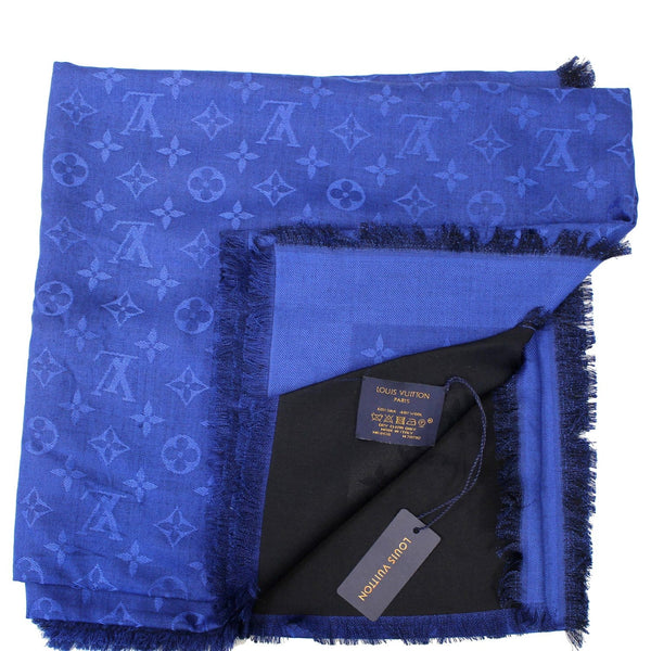 LOUIS VUITTON Silk Monogram Scarf/Shawl Night Blue