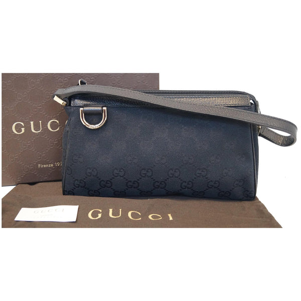 GUCCI Abbey D-Ring Ebony G Canvas Pochette Bag Black 145750