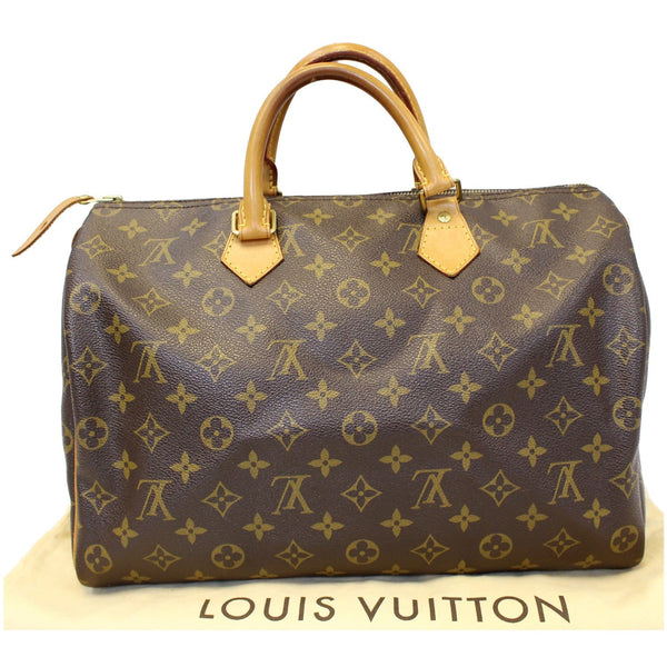 LOUIS VUITTON Speedy 35 Monogram Canvas Satchel Bag Brown