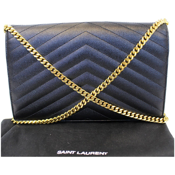 YVES SAINT LAURENT Matelasse Envelope Chain Wallet Black