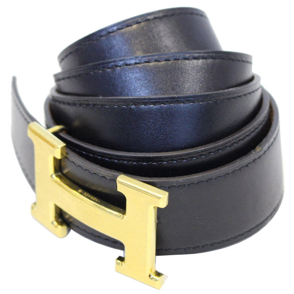 HERMES Buckle H Reversible Belt Black Size 43