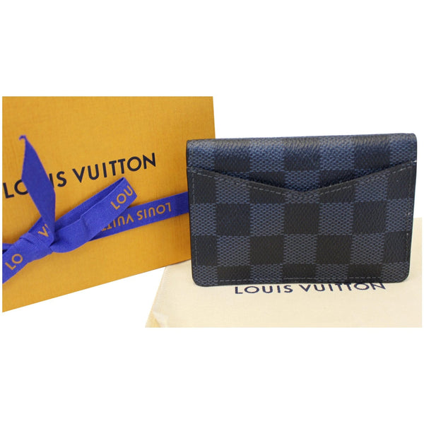 LOUIS VUITTON Pocket Organizer Damier Cobalt Canvas Card Case Navy Blue