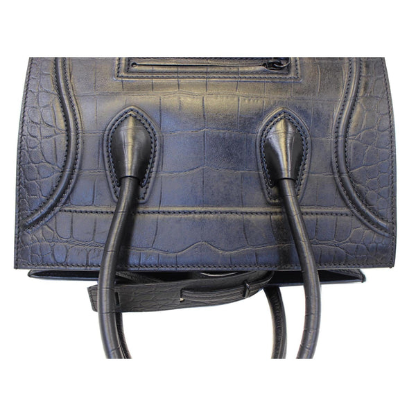 CELINE Croc Stamped Embossed Leather Medium Phantom Luggage Tote Bag-US