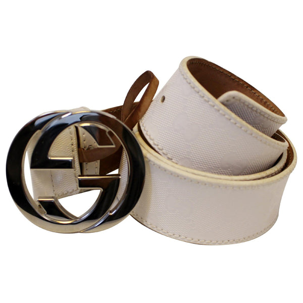 Gucci Belt Interlocking G Leather White Size 41