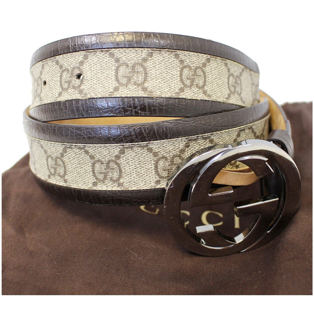 Interlocking buckle leather belt Gucci Beige size 85 cm in Leather -  22806888
