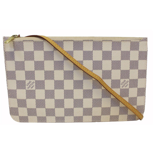 LOUIS VUITTON Pochette Wristlet Pouch Damier Azur Neverfull MM White