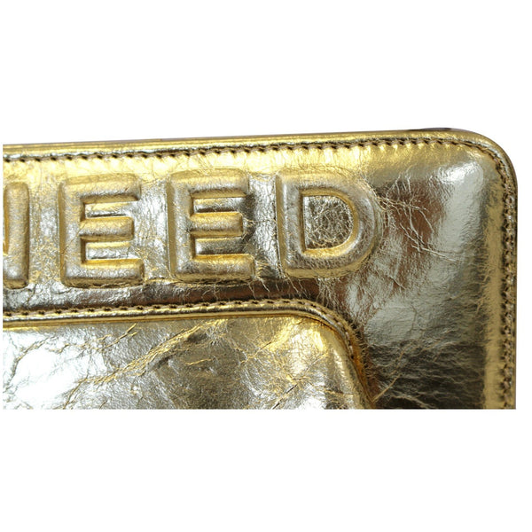 CHANEL Tweed We Need Metallic Lambskin Leather Clutch Gold-US