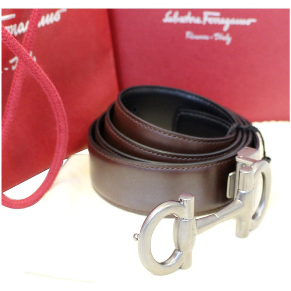 Salvatore Ferragamo Parigi Reversible Leather Belt Brown Size 47-US