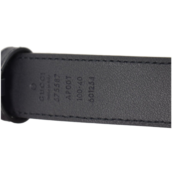 GUCCI Framed Double G Buckle Leather Belt Navy Blue 575587